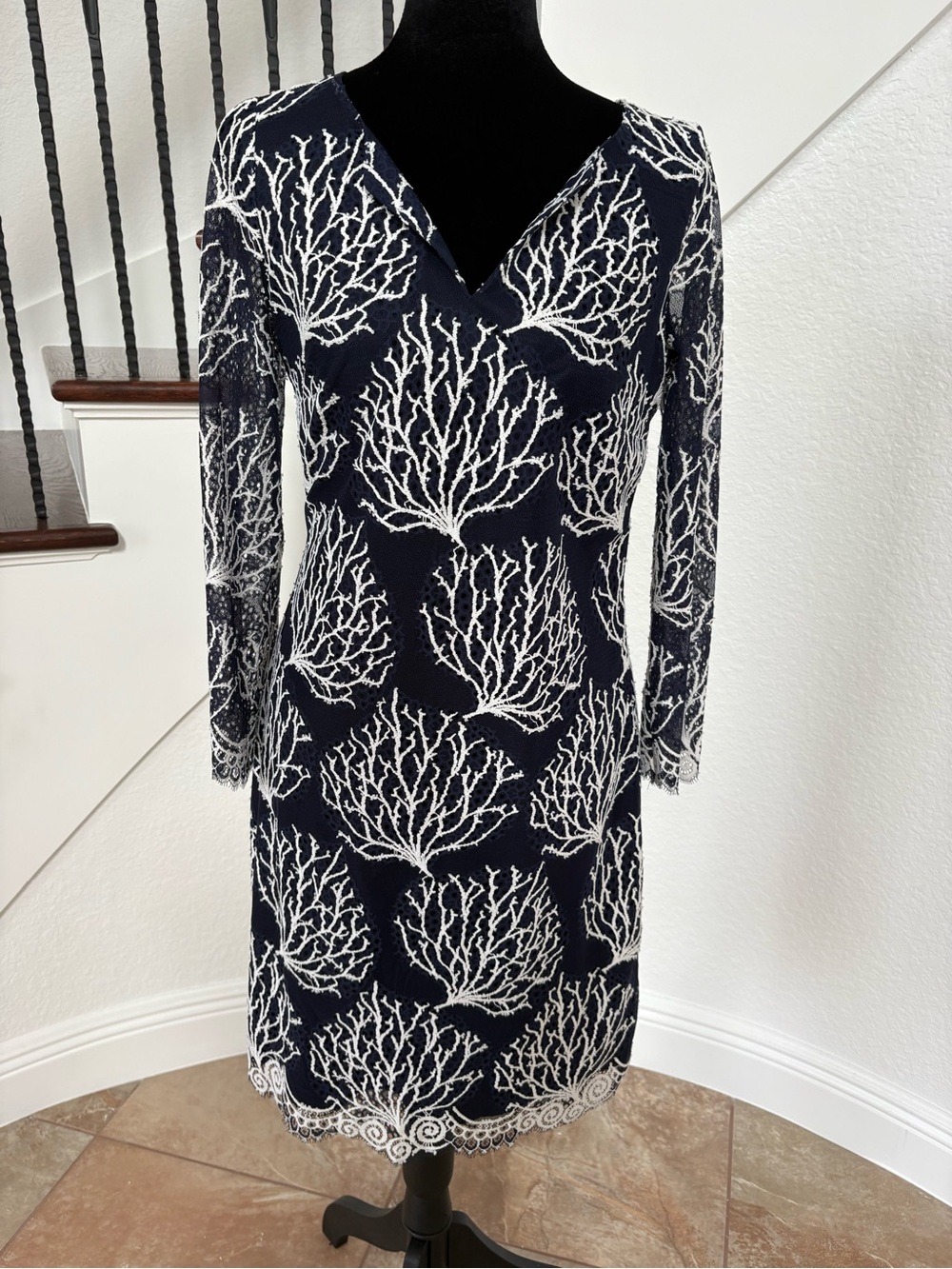 Lilly Pulitzer Navy Dress with White Coral Lace